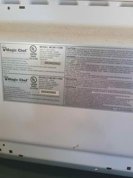 Photo of free Microwave (Whispering Hills Mobile Home) #4