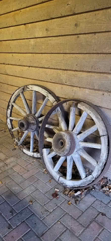 Photo of free Antique wagon wheels x2 (CO16) #1
