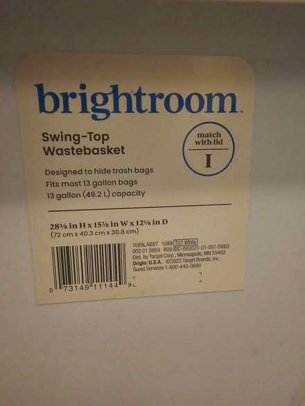 Photo of free White trash can (Stoneham) #2