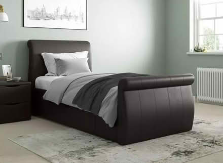 Photo of free Single faux leather bed with storage drawer (Cullercoats NE30) #1