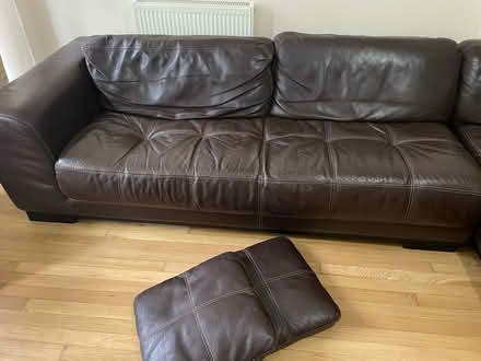 Photo of free Large Brown Leather Corner Sofa (Twickenham TW1) #3