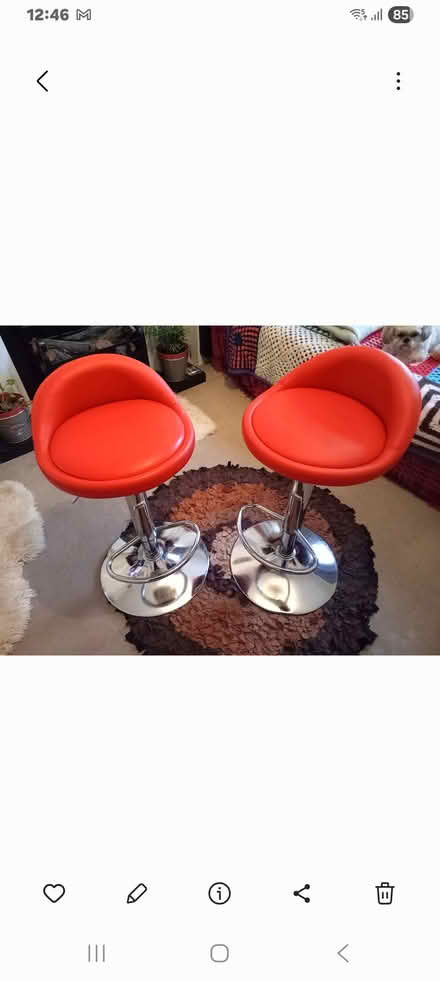 Photo of free 2x red bar stools (Moorfields) #1
