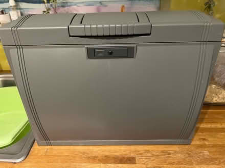 Photo of free Portable filing box, grey plastic with extendable front opening and some hanging files. (Jersey Farm AL4) #1
