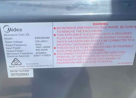 Photo of free Microwave oven (Fullerton cove) #4