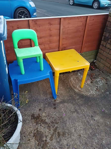 Photo of free Kids stuff one table and 2 chairs (PR5 South ribble) #1