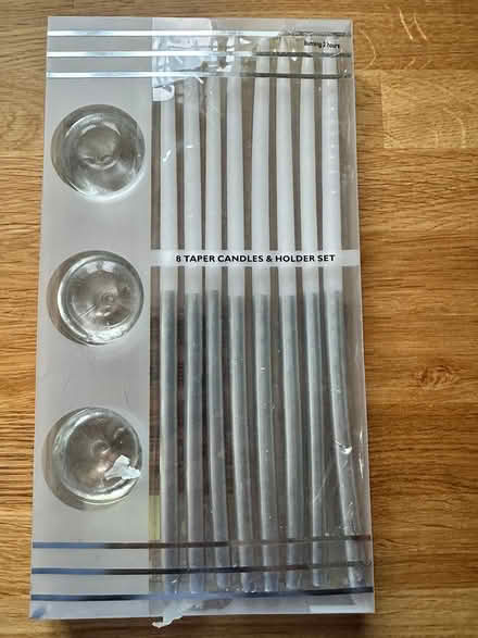 Photo of free white & silver tapered candles (old harlow) #1