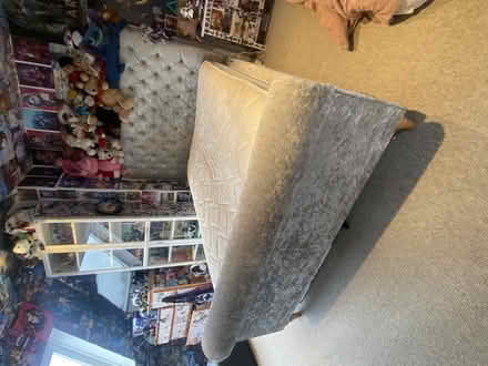 Photo of free Double silver grey velour bed frame (Fulham Palace Rd SW6) #2