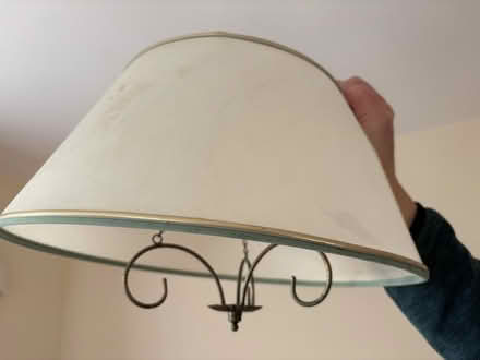 Photo of free 2 * John Lewis lampshades - cream with green trim (Great Linford MK14) #2
