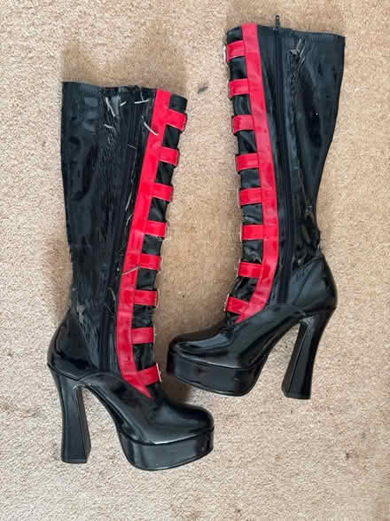 Photo of free Black and red patent boots (torn) (Kimmage/Crumlin) #1