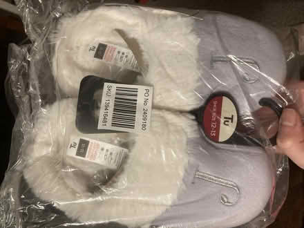 Photo of free TU Lilac Fluffy slippers with embroidered letter J (Hampton Hill TW11) #1