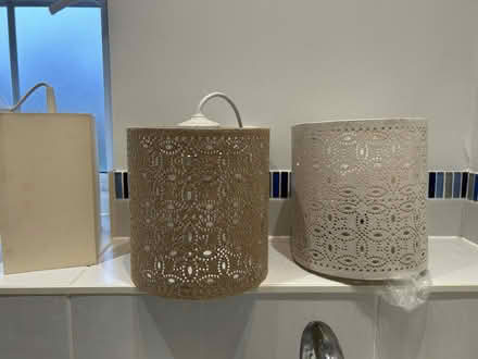 Photo of free Five lamp shades and four lamp fixtures (Caldecott OX14) #1