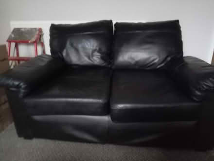 Photo of free 2x black leather sofas (M32 Stretford) #3