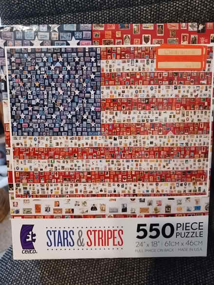 Photo of free USA flag jigsaw puzzle, unopened (Travis Heights) #1