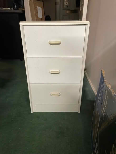 Photo of free Small white chest of drawers (Sele Farm SG14) #1