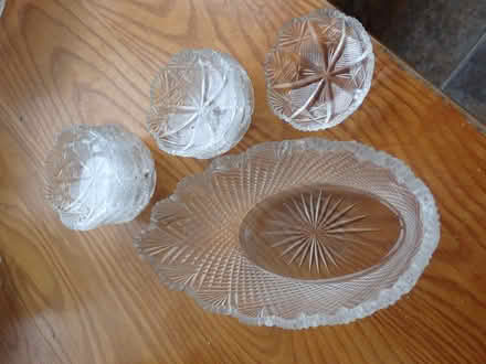 Photo of free A cut glass oval bowl and 8 very small dishes (Fairfield LA1) #1