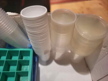 Photo of free Plastic cups & cultery, 8 ice cube trays, glass bowl (Round Green LU3) #2