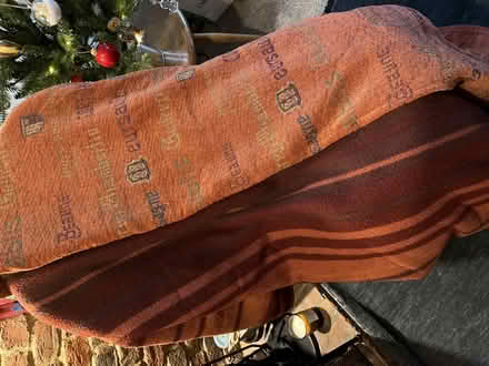 Photo of free Blanket and throw, rusty-red colours, striped blanket and patterned throw (Amersham HP7) #1