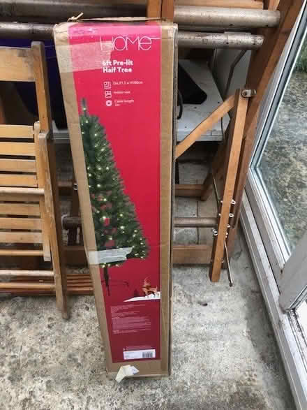 Photo of free Christmas tree half round pre lit (Dursley GL11) #3