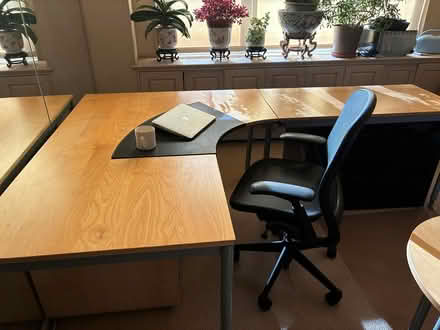 Photo of free IKEA 63" WOOD DESK w/ EXTENSION (UES, 69 St bet 2nd and 1st Ave) #1