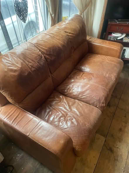 Photo of free Three seater real leather sofa (Great Yarmouth NR30) #3