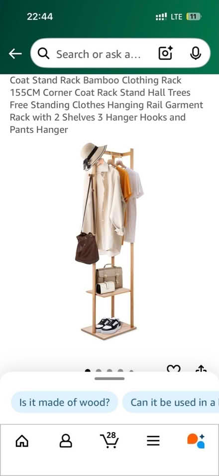 Photo of free Clothing rack 155cm (Off EC2A) #1