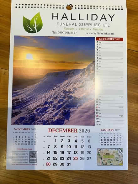 Photo of free A3 wall calendar 2026 (Nailsworth GL6) #3