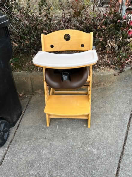 Photo of free Curb Alert - Wood Highchair w/tray (3801 Windom Rd. Brentwood MD) #1