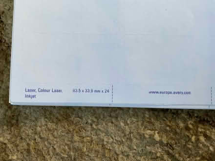 Photo of free Avery labels L7159 (24 labels per sheet & 10 sheets) (windsor-maidenhead-freegle CGA SL6) #3