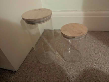 Photo of free Two storage jars with bamboo lids (Strawberry Hill TW1) #1