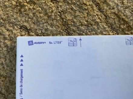 Photo of free Avery labels L7159 (24 labels per sheet & 10 sheets) (windsor-maidenhead-freegle CGA SL6) #2