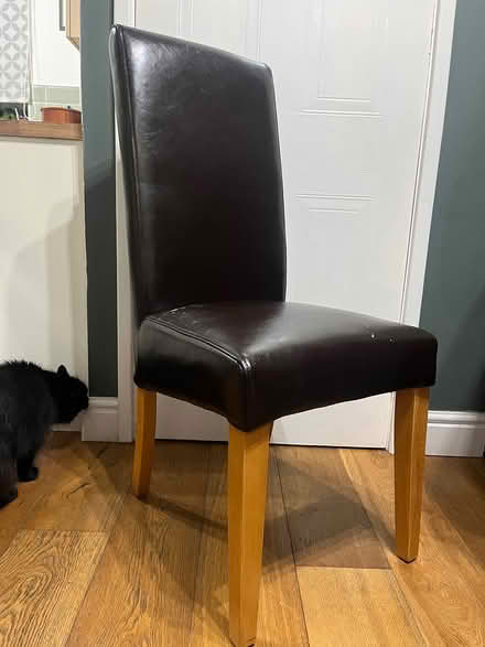 Photo of free 2 dining chairs-oak & faux leather (East Kilbride, G75) #3