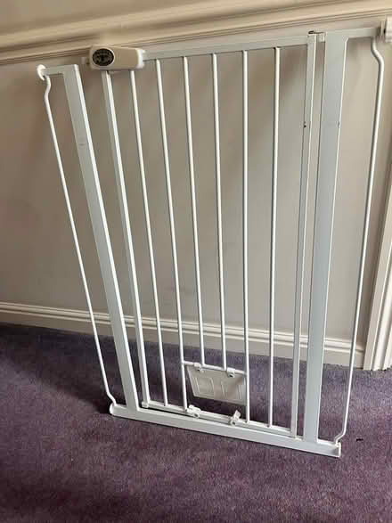 Photo of free Metal pet gate with cat flap (Langney BN23) #1