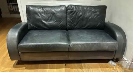 Photo of free Black leather sofa (Shepherds Bush W6) #1