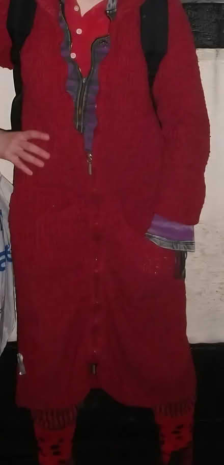 Photo of free Long Red Cardigan / Coat (Zip Broken) (Levenshulme M19) #1
