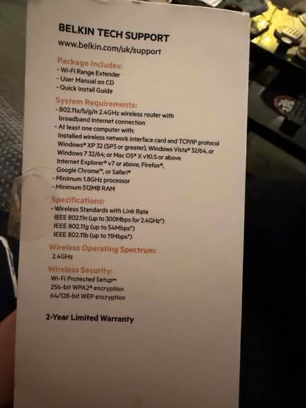 Photo of free Belkin WiFi Range Extender (M18 Abbey Hey) #2