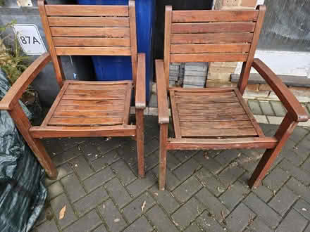 Photo of free Two wooden garden chairs (Godalming / Busbridge GU7) #1