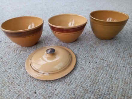 Photo of free 3 small ceramic bowls and 1 lid (Bernards Heath AL3) #1