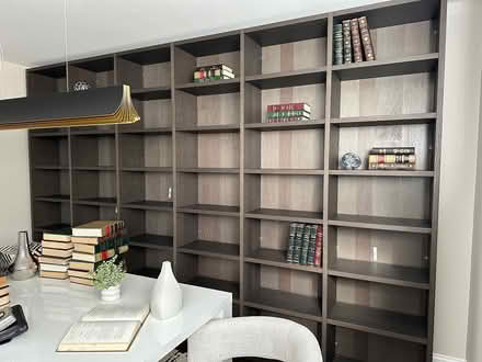 Photo of free Tall sturdy wooden shelves (Carlisle MA) #1