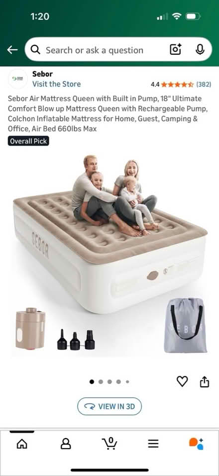 Photo of free Queen Inflatable Mattress w/ Pump (West Dublin) #1