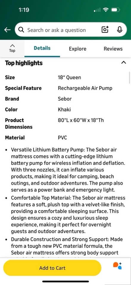 Photo of free Queen Inflatable Mattress w/ Pump (West Dublin) #4