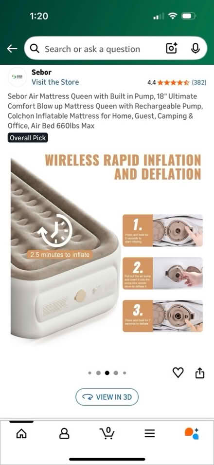 Photo of free Queen Inflatable Mattress w/ Pump (West Dublin) #2