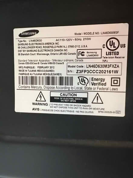 Photo of free 46" Samsung LCD TV (Swan Terrace & Fort Hunt Rd) #1