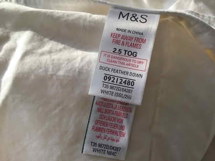Photo of free Single size M&S Duvets 2x 2.5 tog & 1x 4.5 tog duck & down (Arlesey SG15) #1