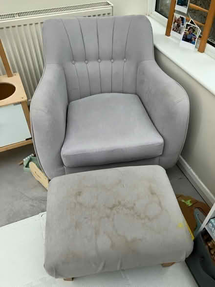 Photo of free Grey armchair and footstool (Castleford) #1