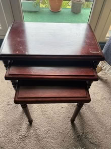 Photo of free Nest of three Mahogany tables (Cabinteely) #2