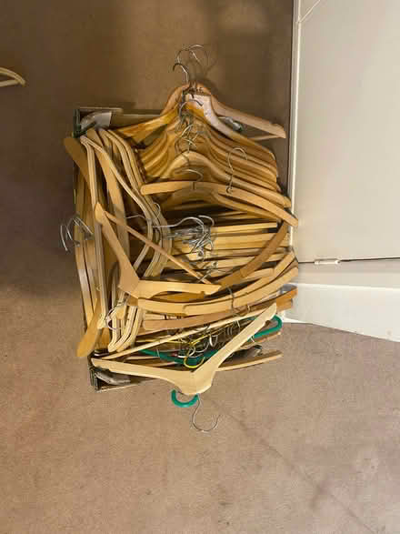 Photo of free Box of good quality wooden hangers (Iffley Road OX4) #1