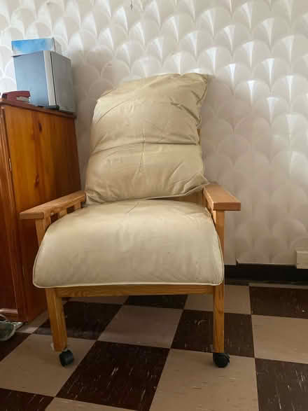 Photo of free Wooden chair on wheels (Brixton Sw2 1SX) #2