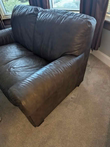 Photo of free Brown leather 2 seater settee (Joppa EH15) #2