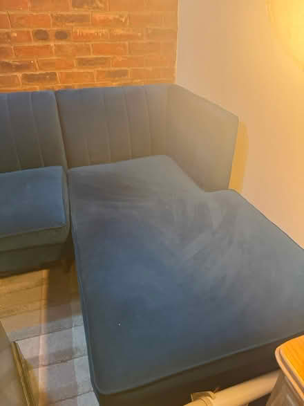 Photo of free Blue velvet corner sofa (Bishops Cleeve) #2