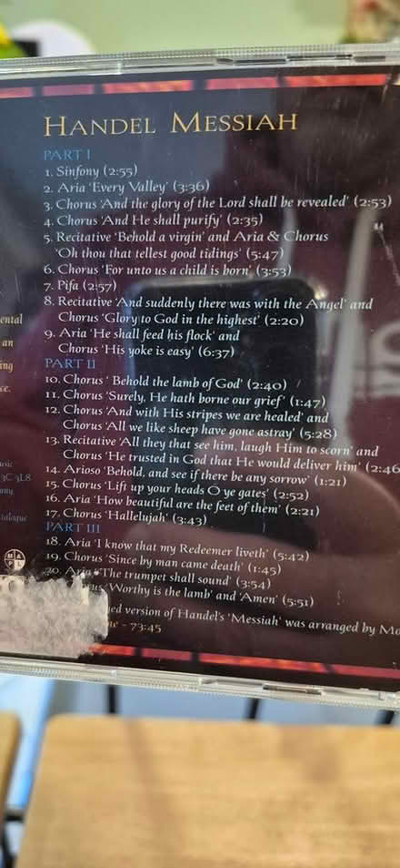 Photo of free Handel Messiah C.D (Yonge & Elgin Mills) #2